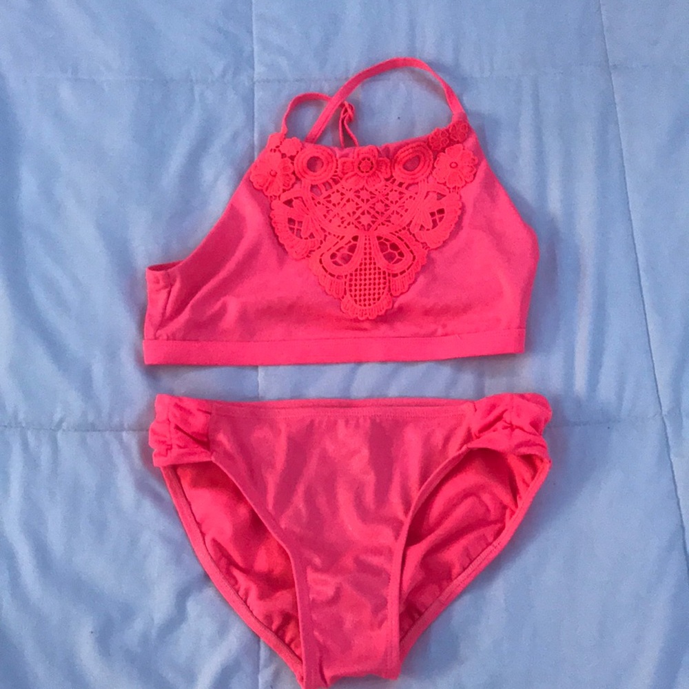 Neon pink bikini/bathing suit